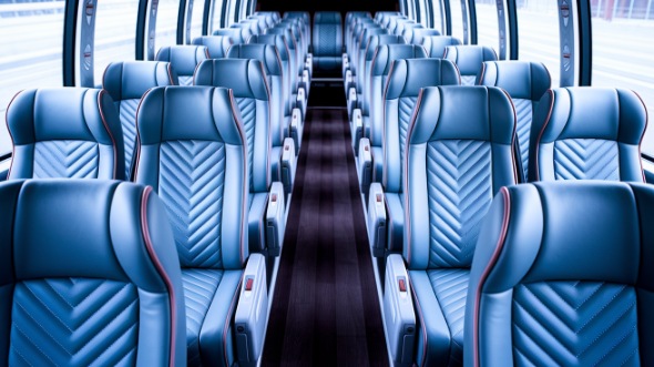 56 passenger charter bus interior view